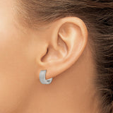 Stainless Steel Huggie Hoop Earrings with Textured Exterior and Smooth Interior Finish