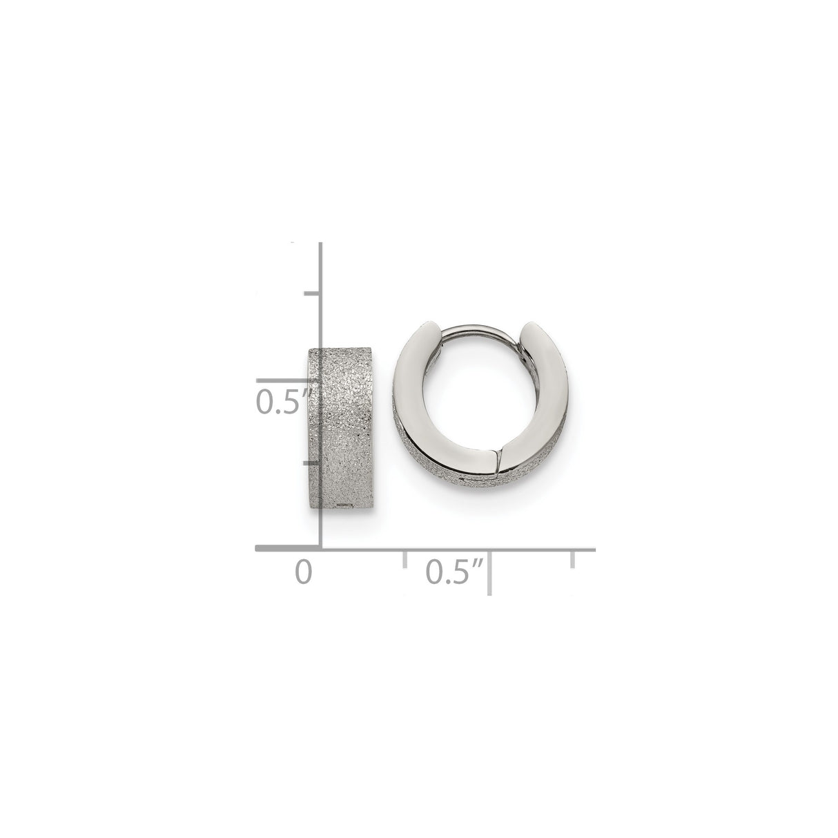 Stainless Steel Huggie Hoop Earrings with Textured Exterior and Smooth Interior Finish