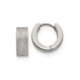 Stainless Steel Huggie Hoop Earrings with Textured Exterior and Smooth Interior Finish