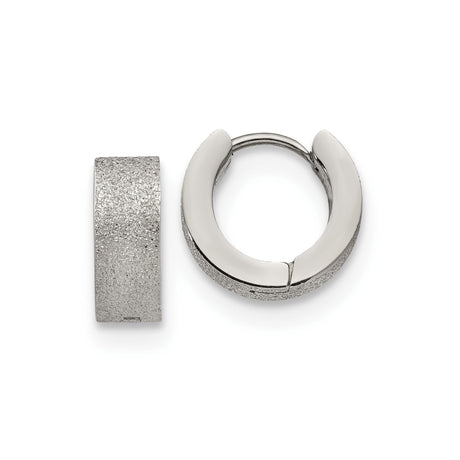 Stainless Steel Huggie Hoop Earrings with Textured Exterior and Smooth Interior Finish
