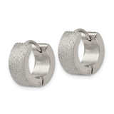 316 Stainless Steel Hoop Earrings, Matte Textured Wide Huggie Style, Unisex Modern Design