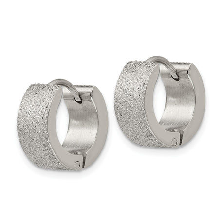 316 Stainless Steel Hoop Earrings, Matte Textured Wide Huggie Style, Unisex Modern Design