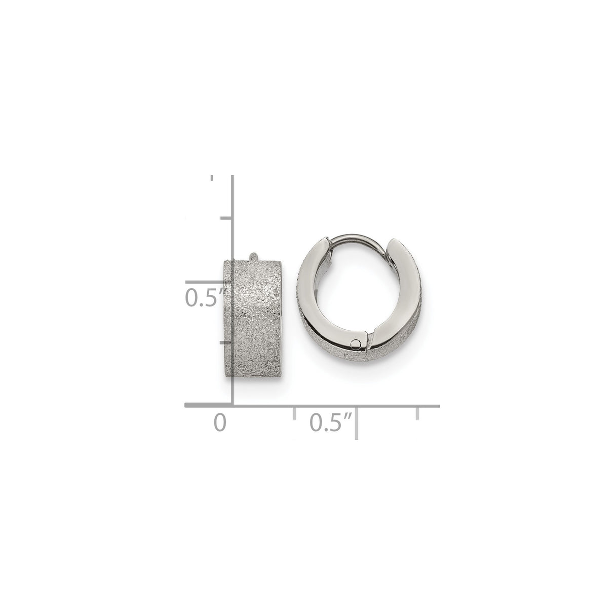 316 Stainless Steel Hoop Earrings, Matte Textured Wide Huggie Style, Unisex Modern Design
