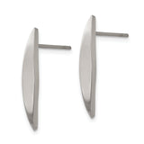 Stainless Steel Curved Dagger Stud Earrings, Minimalist Polished Unisex Design