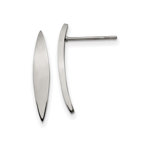 Stainless Steel Curved Dagger Stud Earrings, Minimalist Polished Unisex Design