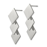 316 Stainless Steel Drop Earrings with Stacked Rhombus Design, Geometric Minimalist Style