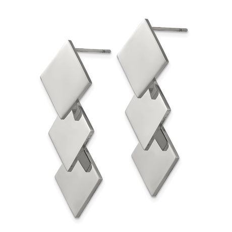 316 Stainless Steel Drop Earrings with Stacked Rhombus Design, Geometric Minimalist Style