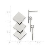 316 Stainless Steel Drop Earrings with Stacked Rhombus Design, Geometric Minimalist Style