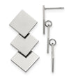 316 Stainless Steel Drop Earrings with Stacked Rhombus Design, Geometric Minimalist Style