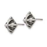 Stainless Steel Cross Stud Earrings, Textured Square Gothic Style, Unisex Religious Jewelry