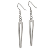 Stainless Steel Dangle Earrings, Open Rectangle Bar Design, Minimalist Geometric Drop Style