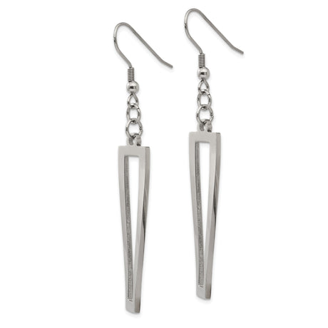 Stainless Steel Dangle Earrings, Open Rectangle Bar Design, Minimalist Geometric Drop Style