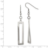 Stainless Steel Dangle Earrings, Open Rectangle Bar Design, Minimalist Geometric Drop Style