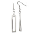 Stainless Steel Dangle Earrings, Open Rectangle Bar Design, Minimalist Geometric Drop Style