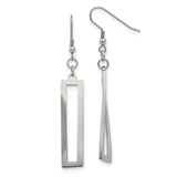 Stainless Steel Dangle Earrings, Open Rectangle Bar Design, Minimalist Geometric Drop Style