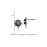 316 Stainless Steel Stud Earrings with Cubic Zirconia, Spiked Sunburst Gothic Punk Style