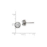 Stainless Steel Stud Earrings with Cubic Zirconia, Round Cut, Vintage Scroll Design