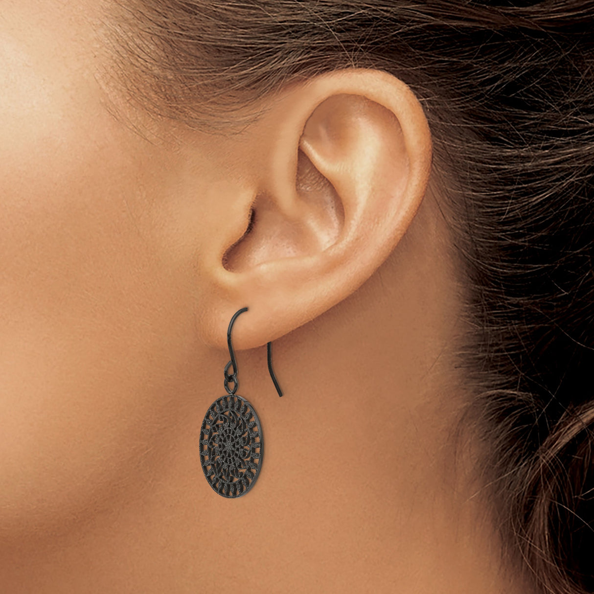 Stainless Steel Dangle Earrings with Spiral Mandala Design, Boho Geometric Style for Women