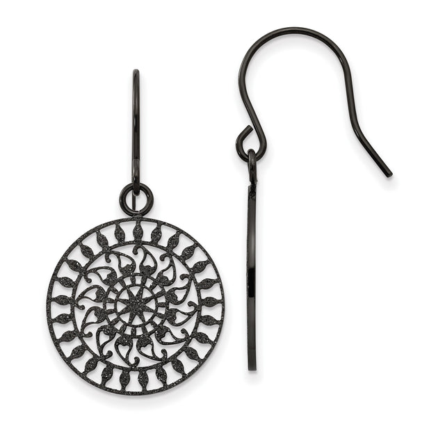 Stainless Steel Dangle Earrings with Spiral Mandala Design, Boho Geometric Style for Women
