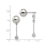Stainless Steel Drop Earrings with Crystal Sphere Dangle, Modern Minimalist Style for Women