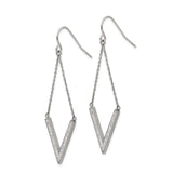 316 Stainless Steel Drop Earrings with Crystal V-Shape Pendant, Long Geometric Dangle Design