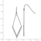316 Stainless Steel Drop Earrings with Crystal V-Shape Pendant, Long Geometric Dangle Design