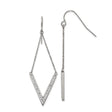 316 Stainless Steel Drop Earrings with Crystal V-Shape Pendant, Long Geometric Dangle Design