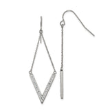 316 Stainless Steel Drop Earrings with Crystal V-Shape Pendant, Long Geometric Dangle Design