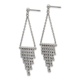 Stainless Steel Drop Earrings with Cubic Zirconia, Asymmetrical Chandelier Design