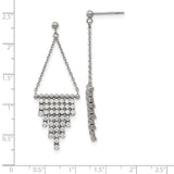 Stainless Steel Drop Earrings with Cubic Zirconia, Asymmetrical Chandelier Design