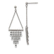 Stainless Steel Drop Earrings with Cubic Zirconia, Asymmetrical Chandelier Design