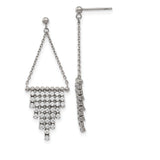 Stainless Steel Drop Earrings with Cubic Zirconia, Asymmetrical Chandelier Design