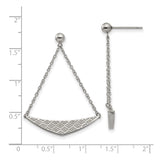 Stainless Steel Dangle Earrings with Curved Geometric Pendants and Swinging Chains