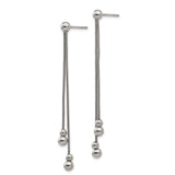 Stainless Steel Dangle Earrings with Snake Chain and Polished Ball Accents, Minimalist Drop Style