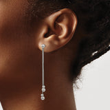 Stainless Steel Dangle Earrings with Snake Chain and Polished Ball Accents, Minimalist Drop Style