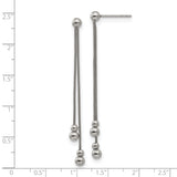 Stainless Steel Dangle Earrings with Snake Chain and Polished Ball Accents, Minimalist Drop Style