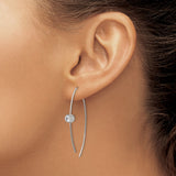 Stainless Steel Threader Earrings with Bezel Set Clear Cubic Zirconia, Minimalist Long Chain Design