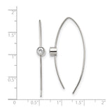 Stainless Steel Threader Earrings with Bezel Set Clear Cubic Zirconia, Minimalist Long Chain Design