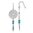 Stainless Steel Dangle Earrings with Turquoise Beads, Dreamcatcher and Feather Charms, Boho Style