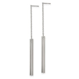 316 Stainless Steel Threader Earrings, Minimalist Long Bar Drop with Chain, Unisex Modern Dangle Style