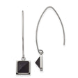Stainless Steel Drop Earrings with Black Pyramid Inlay, Geometric Square Dangle Design
