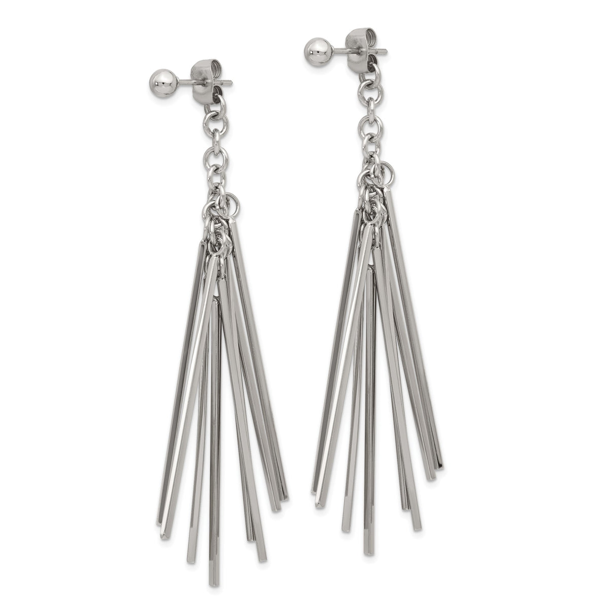 Stainless Steel Dangle Earrings with Long Chain Tassels, Modern Minimalist Linear Style for Women