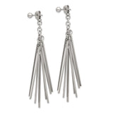Stainless Steel Dangle Earrings with Long Chain Tassels, Modern Minimalist Linear Style for Women