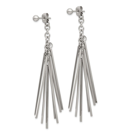 Stainless Steel Dangle Earrings with Long Chain Tassels, Modern Minimalist Linear Style for Women