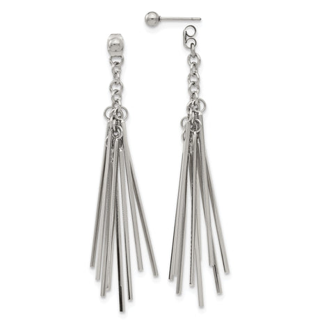 Stainless Steel Dangle Earrings with Long Chain Tassels, Modern Minimalist Linear Style for Women