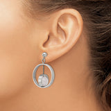 Stainless Steel Drop Earrings with Pale Pink Quartz, Open Circle Geometric Design