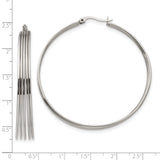 Stainless Steel Hoop Earrings, Large Layered Wire Design, Polished Minimalist Style