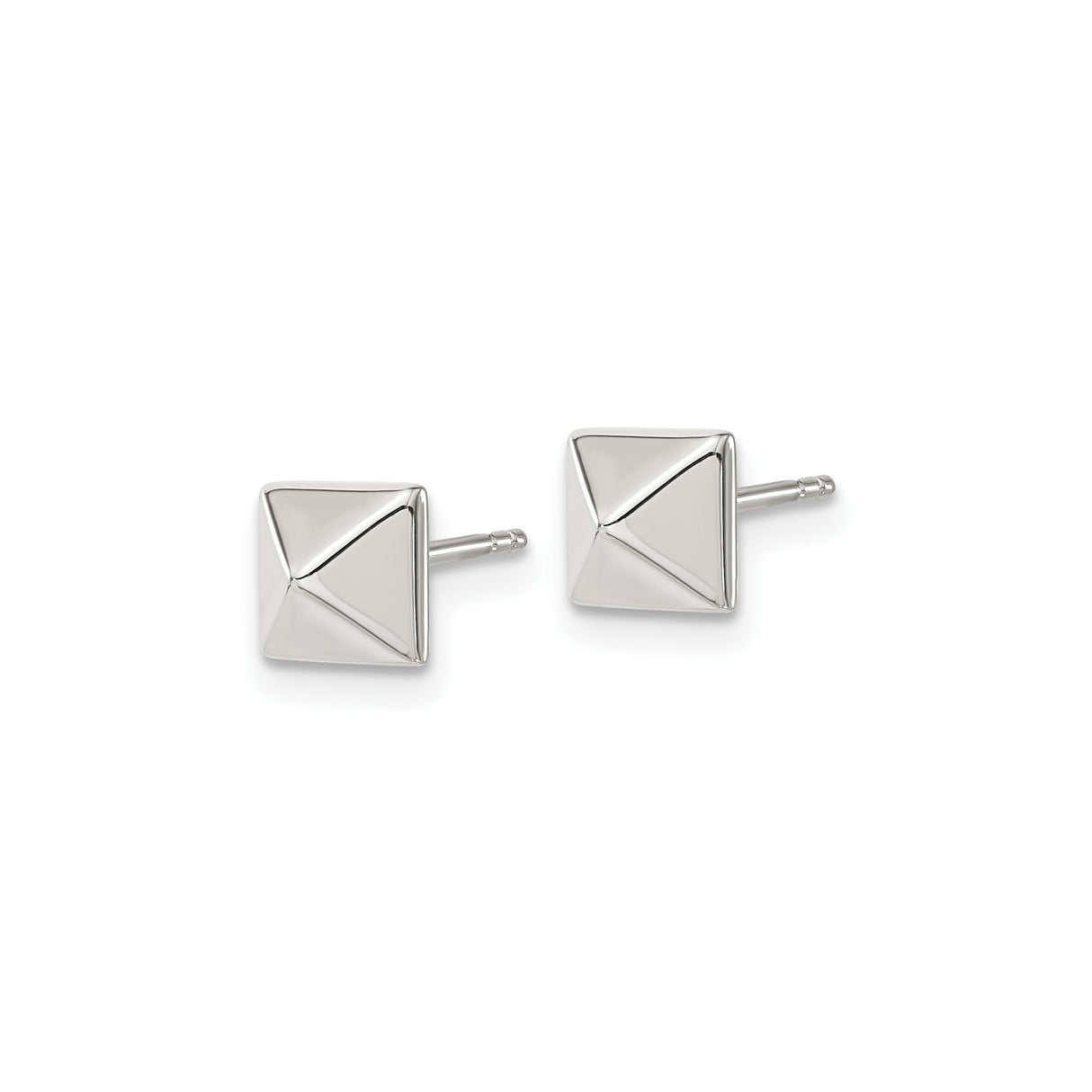 316 Stainless Steel Stud Earrings, Pyramid Square Design, Modern Rocker Style Unisex Jewelry