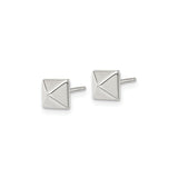 316 Stainless Steel Stud Earrings, Pyramid Square Design, Modern Rocker Style Unisex Jewelry