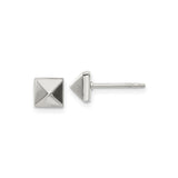 316 Stainless Steel Stud Earrings, Pyramid Square Design, Modern Rocker Style Unisex Jewelry
